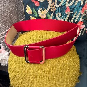 Red Belt with Gold Buckle